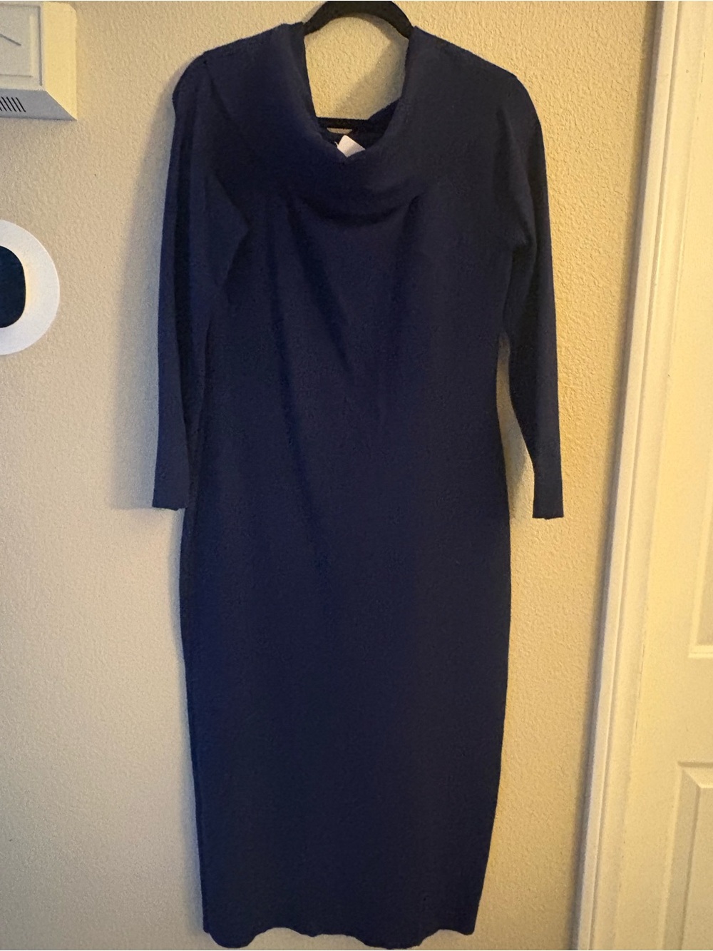 Classic Navy Cowl Neck Long Sleeve Women's Dress XL